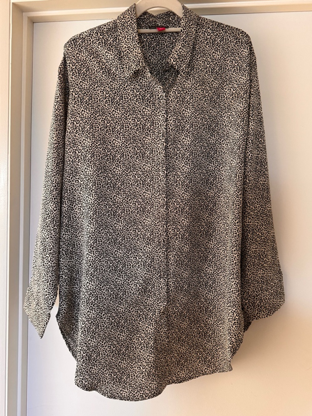 Vince Camuto Black and Cream Leopard Print Blouse